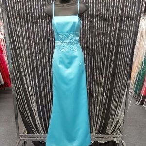 Chic Satin Turquoise Dress